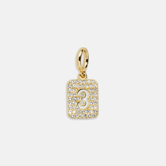 Block Pavé Number Cluster Charm - 3