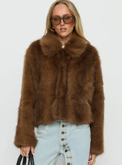 Dawnn Faux Fur Jacket Brown