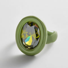 Joy Pop Cubic Zirconia Ring - Dark Green/Olive Green