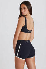 Soft Active Contrast Mini Shorts in Black