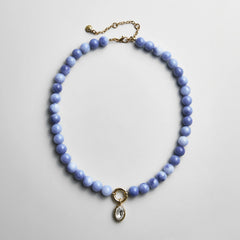 Janette Beaded Ring Necklace - Sodalite