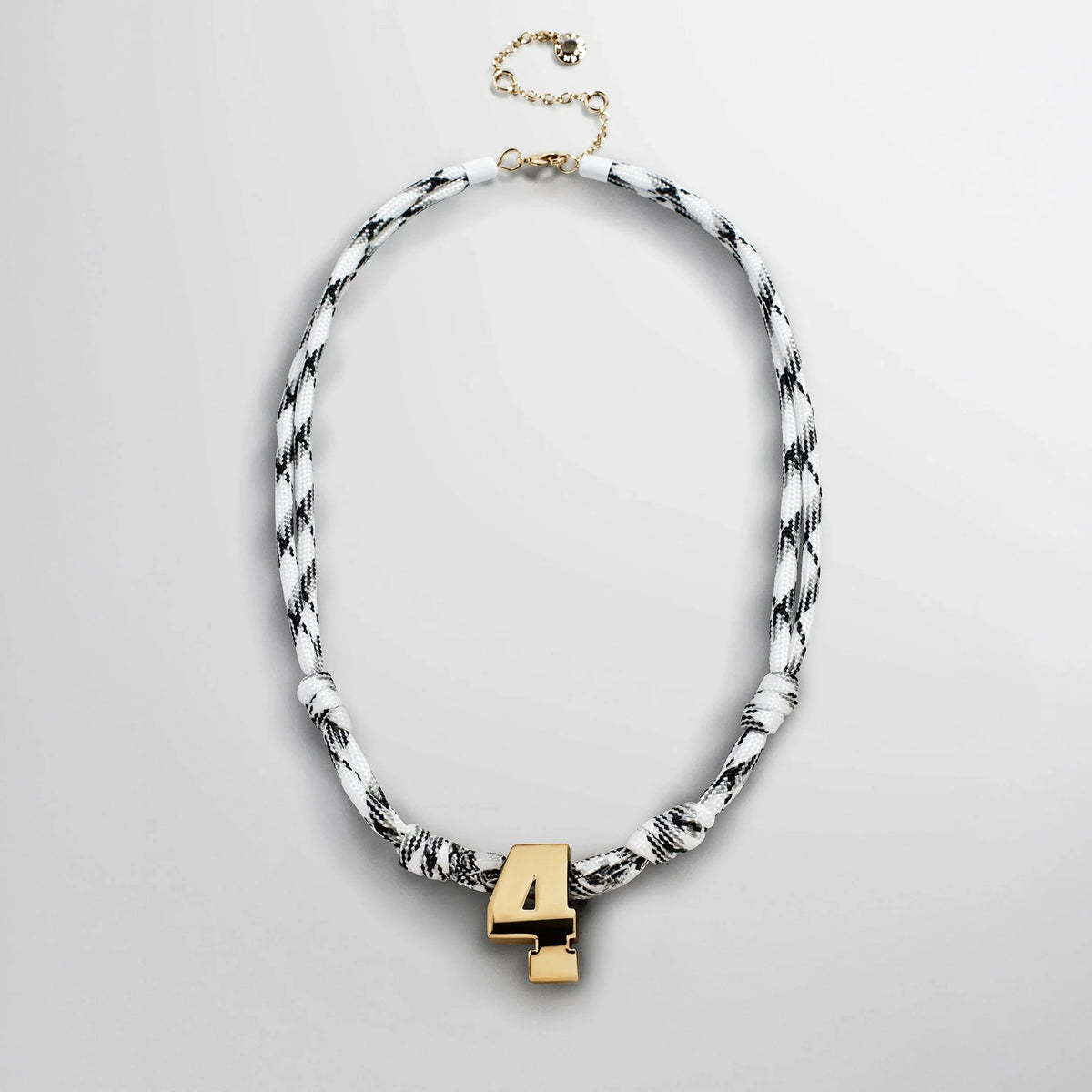 Knotty Varsity Custom Necklace - White/Onyx Single Digit