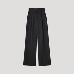 Women’s High-Waist Pinstripe Wide-Leg Trousers – Elegant Office Style
