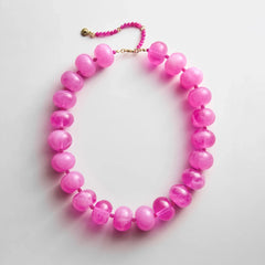 Joan Semi-Precious Necklace - Fuchsia Agate Bead