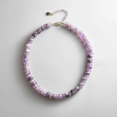 Joyce Semi-Precious Beaded Necklace - Light Amethyst Bead