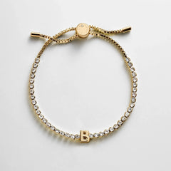 Block Letter Tennis Bracelet - Initial Tennis Bracelet