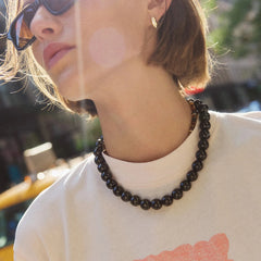 Mini Jane Beaded Necklace  - Black Bead