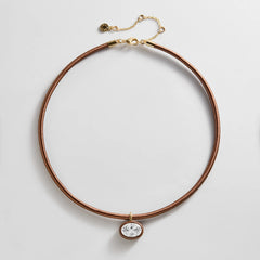 Lindsey Crystal Collar Necklace - Chocolate Brown