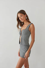 Olive Gingham Micro Mini Skort