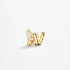 Single 14K Gold Double Initial Earring - Gold