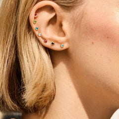 18K Gold Birthstone Stud Earrings - Topaz