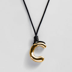 Cord Initial Necklace - Gold