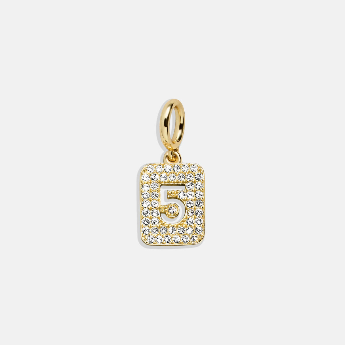 Block Pavé Number Cluster Charm - 5