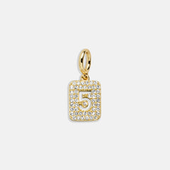 Block Pavé Number Cluster Charm - 5