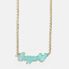 Disney Mickey Mouse Acrylic Custom Nameplate Necklace - Translucent Aqua
