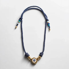 Eye Candy Evil Eye Cord Necklace - Gold/Blue