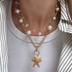 Isla Charm Necklace - Gold/Pearl