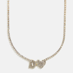 Love Letter Kids' Initial Tennis Necklace - Gold/Pavé