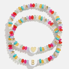 Kids' Initial & Heart Bracelet Set - Multi