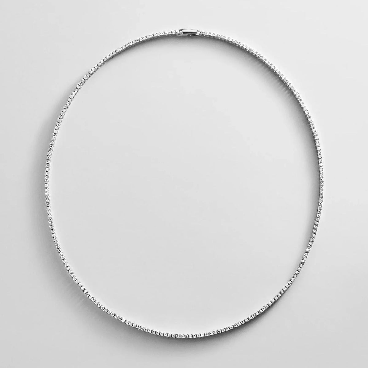 Billie Silver Tennis Necklace - Rhodium Plated Silver