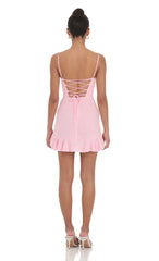 Ruffled Slit Dress in Pink