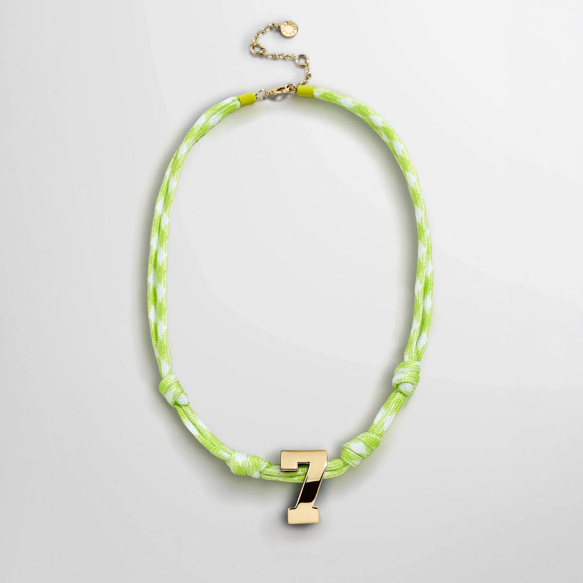 Knotty Varsity Custom Necklace - Lime Green Single Digit