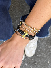 Knotty Varsity Number Custom Bracelet - Onyx Double Digit