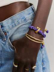 Knotty Varsity Number Custom Bracelet - Purple Single Digit