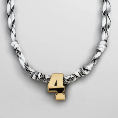 Knotty Varsity Custom Necklace - White/Onyx Single Digit