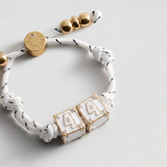 Block Party Varsity Number Custom Bracelet  - White Double Digit