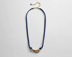 Bubble Letter Custom Paracord Necklace - Navy/White