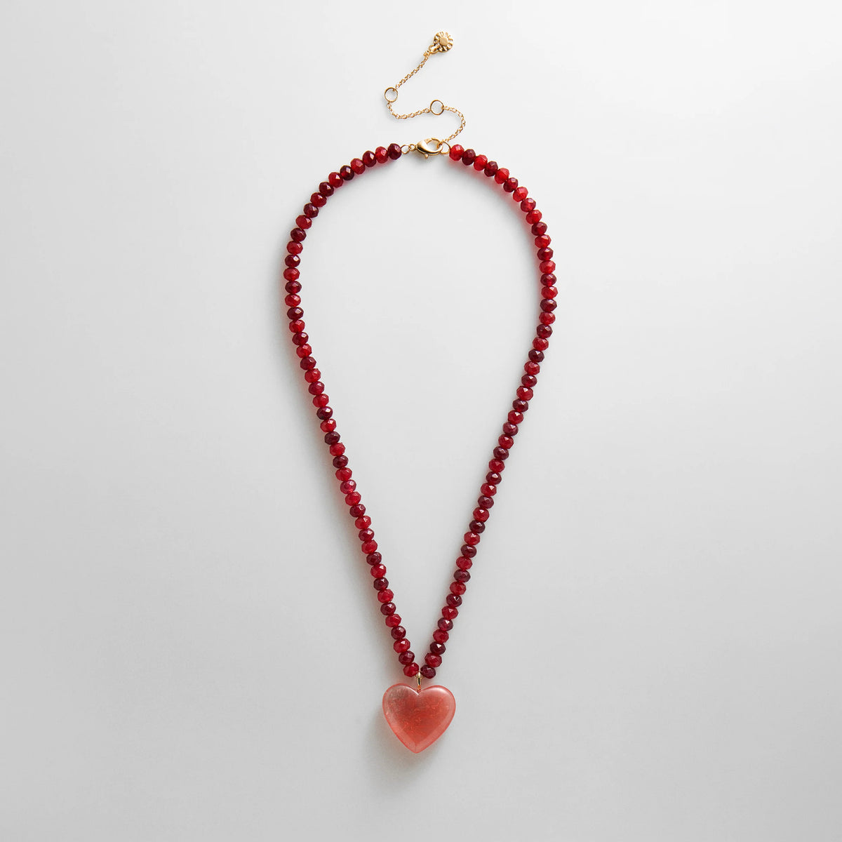 Semi-Precious Heart Necklace - Strawberry/Cherry Quartz