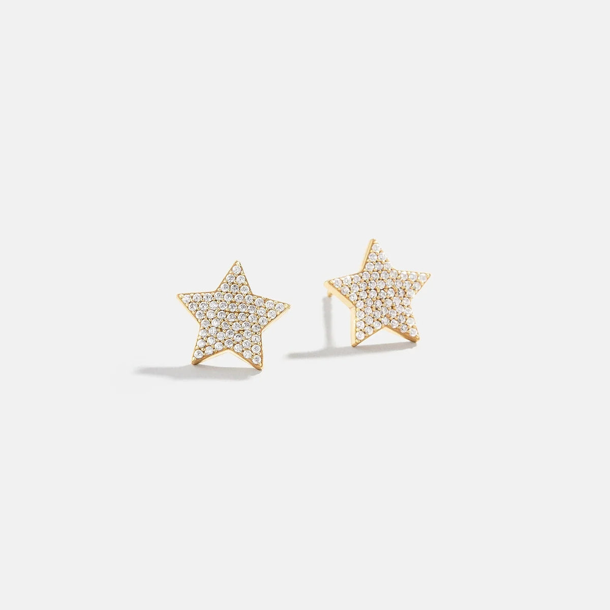 14K Gold Celestial Delicate Stud - Pavé Star