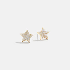 14K Gold Celestial Delicate Stud - Pavé Star