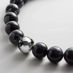 Jane Beaded Necklace - Obsidian/Silver Bead