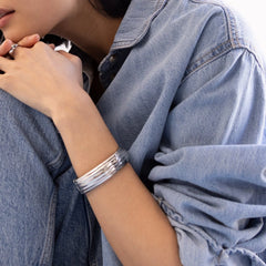 Odessa Hinge Bangle Bracelet - Silver