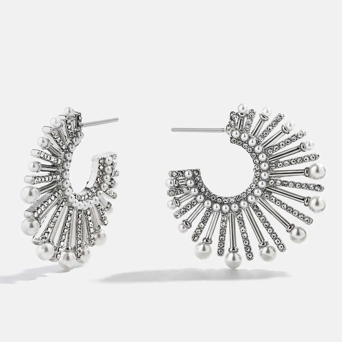 Jordan Sunburst Hoop Earrings - Silver/Pavé