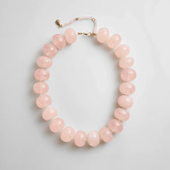 Joan Semi-Precious Necklace - Rose Quartz Bead