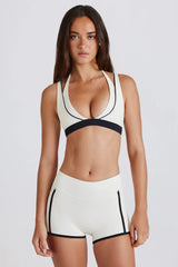 Soft Active Contrast Mini Shorts in Ivory