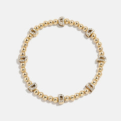 Gold/Pavé Repeating Initial Pisa Bracelet - D