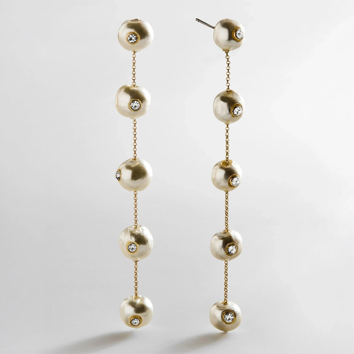 Blair Pearl & Crystal Earrings - Gold/Pearl
