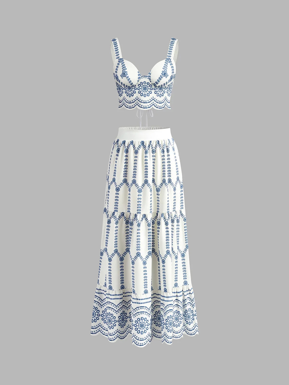 Printed Sleeveless Tie Back Skirt Set