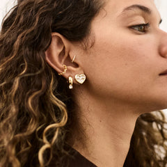 Sabrina Heart Stud Earrings - Gold/Pavé