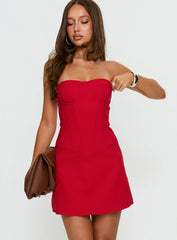 Kameila Strapless Mini Dress Red