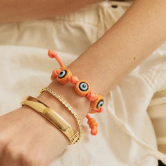 Knotty Good Eye Cord Bracelet  - Tangerine