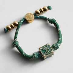 Block Party Varsity Number Custom Bracelet  - Dark Green Single Digit