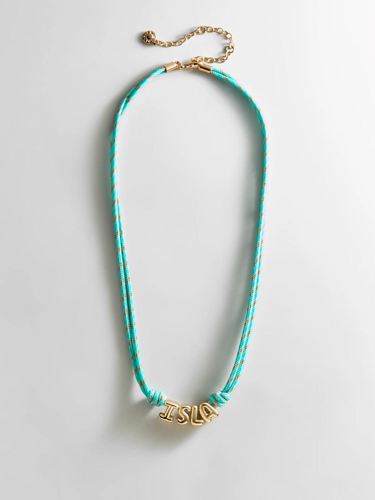 Bubble Letter Custom Paracord Necklace - Turquoise