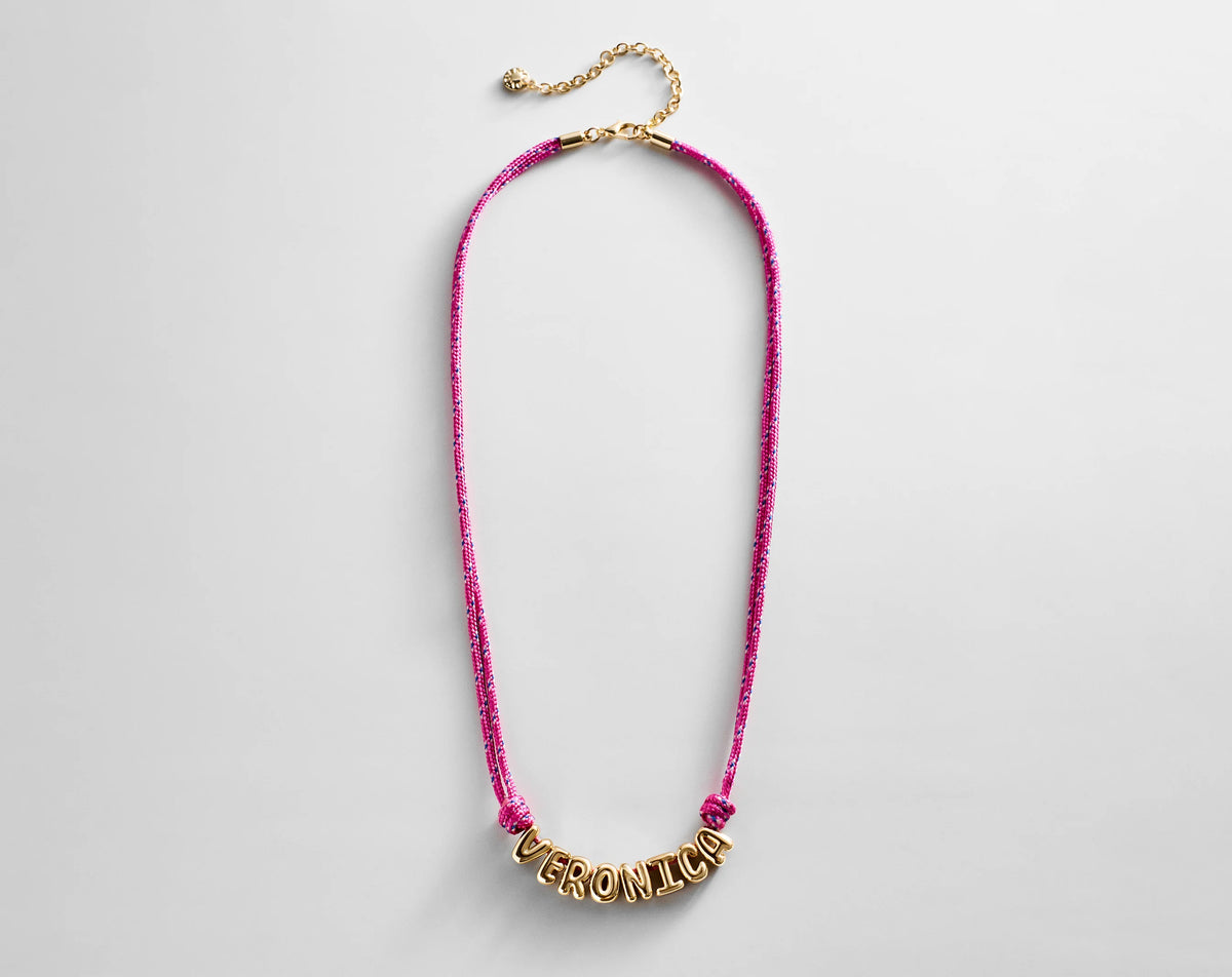 Bubble Letter Custom Paracord Necklace - Hot Pink
