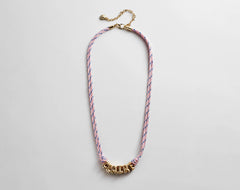 Bubble Letter Custom Paracord Necklace - Soft Pink