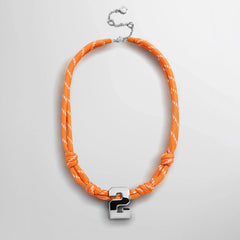 Knotty Varsity Custom Necklace - Tangerine Single Digit
